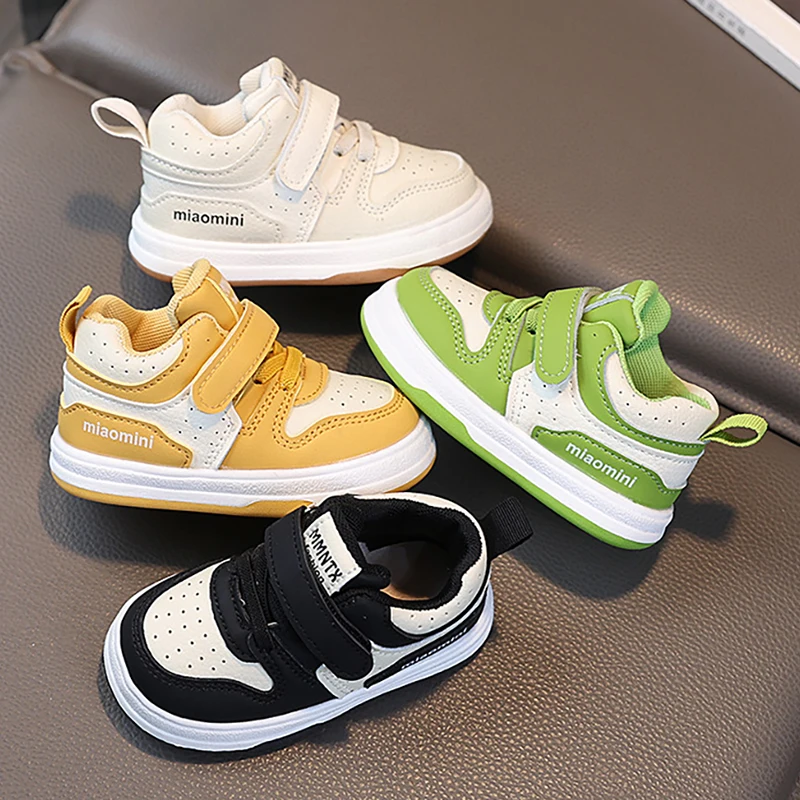 PU Leather Sport Shoes For Children Ergonomics Baby Boy's Sneakers Soft-soled Waterproof Kid's Toddler Shoes Girl's Sneakers