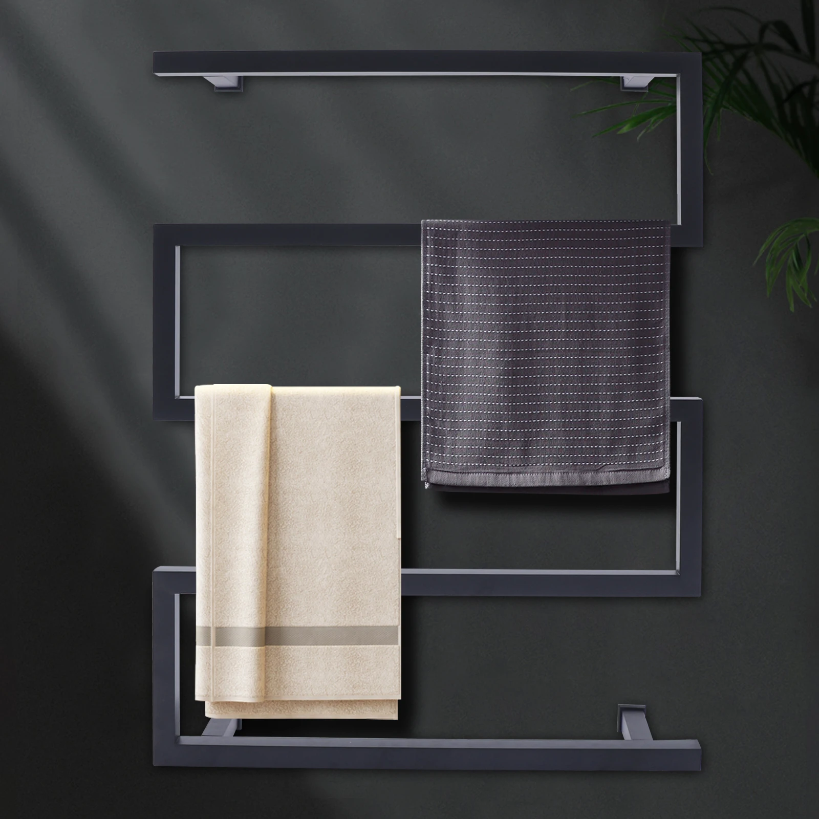 Description Picture 4 of item304 Stainless Steel Electric Towel Warmer Rack, Wall-mounted Towel Drying Rack, Black, Bathroom, 5 Bars