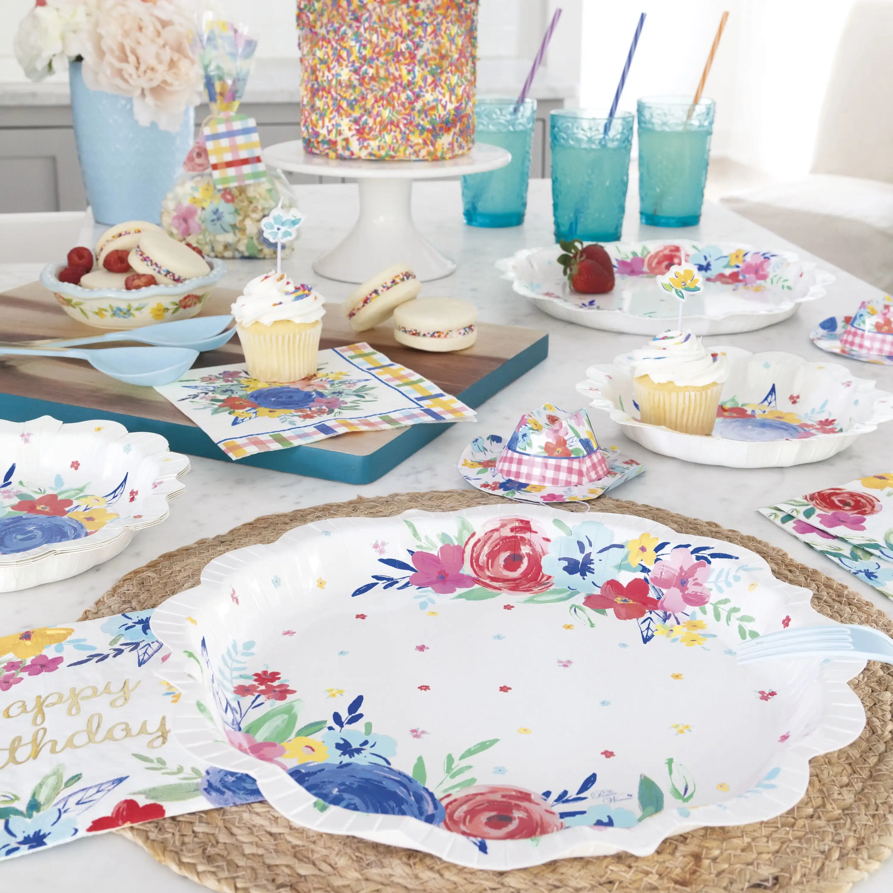 The Pioneer Woman Floral Blue Paper Dinner Plates, 11.5in, 8ct