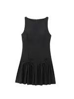 Women's Ruffled Mini Dress with Bows, O Neck, Sleeveless, Back Zipper, Female Dresses, Chic Fashion - Image 4