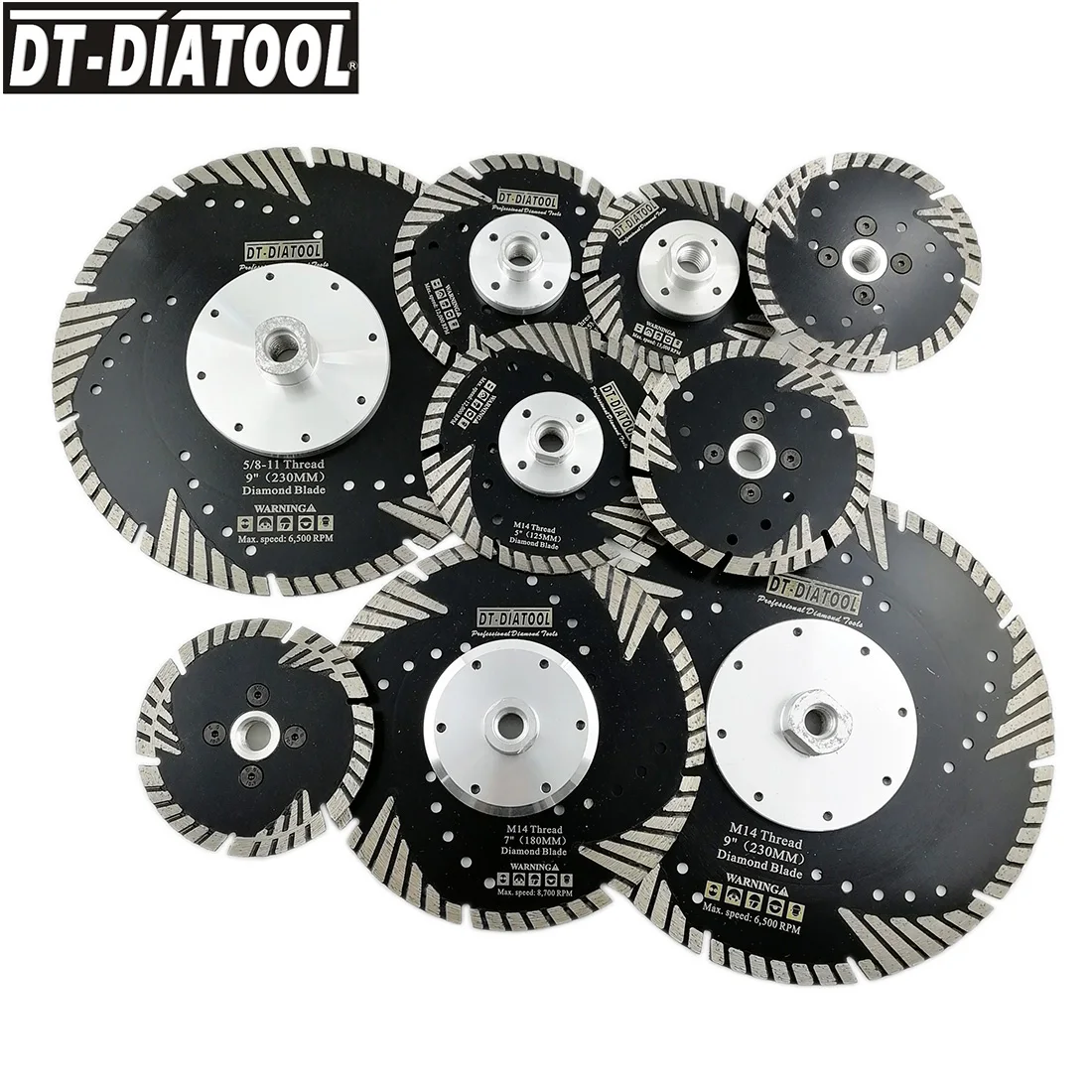 DT-DIATOOL 1pc Diamond Cutting Disc Saw Blade Stone Granite Marbel Brick Tile Concrete With Slant Protection Teeth M14 Thread