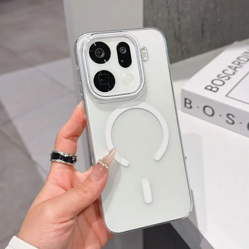 HD Transparent Magnetic Slim Back Cover with Wireless Charging Compatibility and Bumper Protection