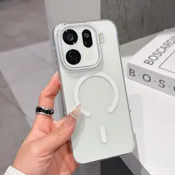 HD Transparent Magnetic Slim Back Cover with Wireless Charging Compatibility and Bumper Protection for OPPO Find X9 (WHITE)