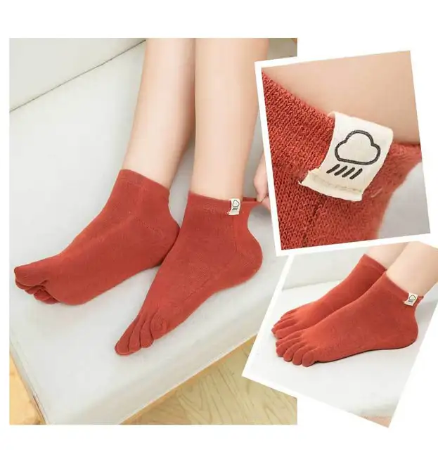 Socks For Women Five Finger Socks Female Sock Solid Color 5 Toe Sock Slippers Girls Lady Harajuku Sweat-absorbing Cotton Socks 4