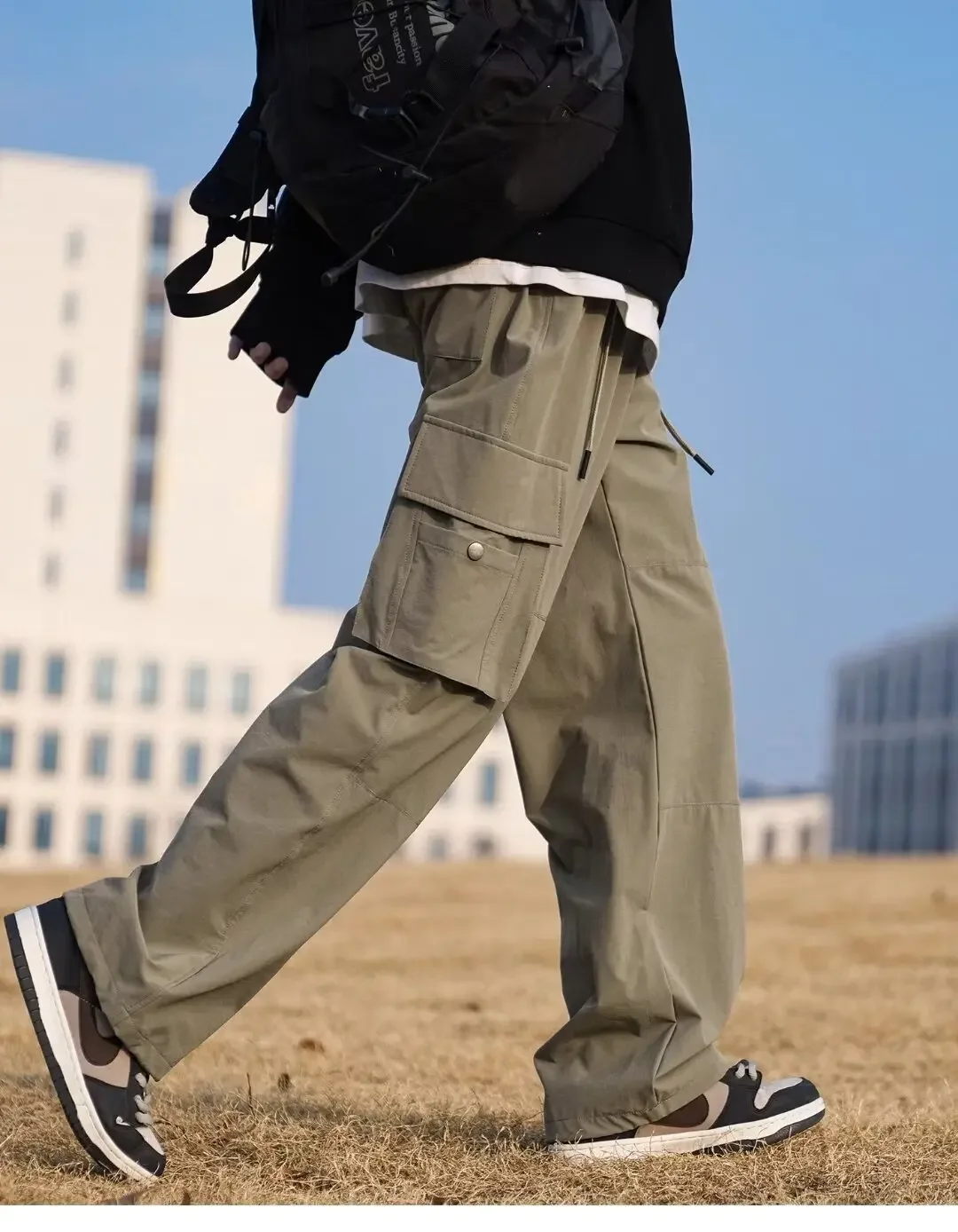 

Summer thin quick drying casual pants,Work pants men's leggings, loose oversized workwear pants, men's American ice silk pants