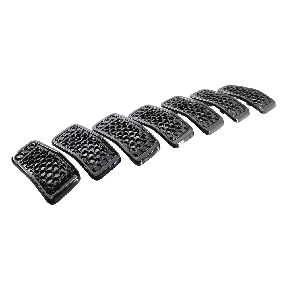 Honeycomb Grill Inserts For Jeep Cherokee 2019-2023 | Black Mesh + Chrome Trim | 7-Piece Kit - View #9
