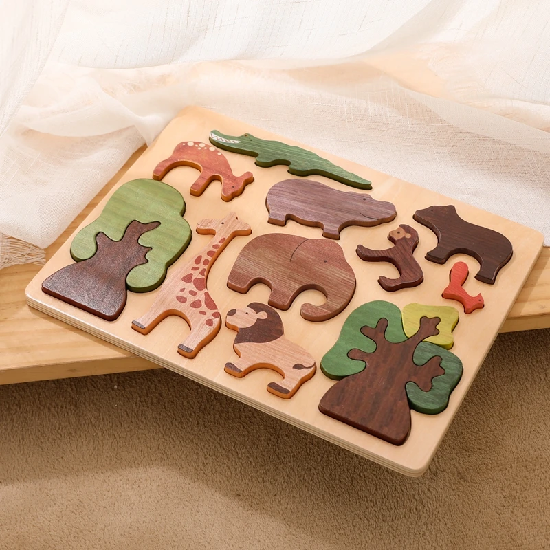 Giocattoli Per Bambini Puzzle In Legno 3D Animali Della Foresta Jigsaw Puzzle Board Giocattoli Educativi Precoci In Legno Montessori Per Regali Per Ba