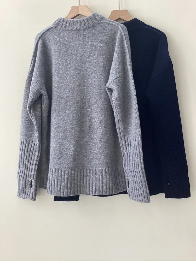 

Women's Cashmere Sweater Colorful Letter Cartoon Embroidery O-Neck Long Sleeve Casual Jumper Autumn New