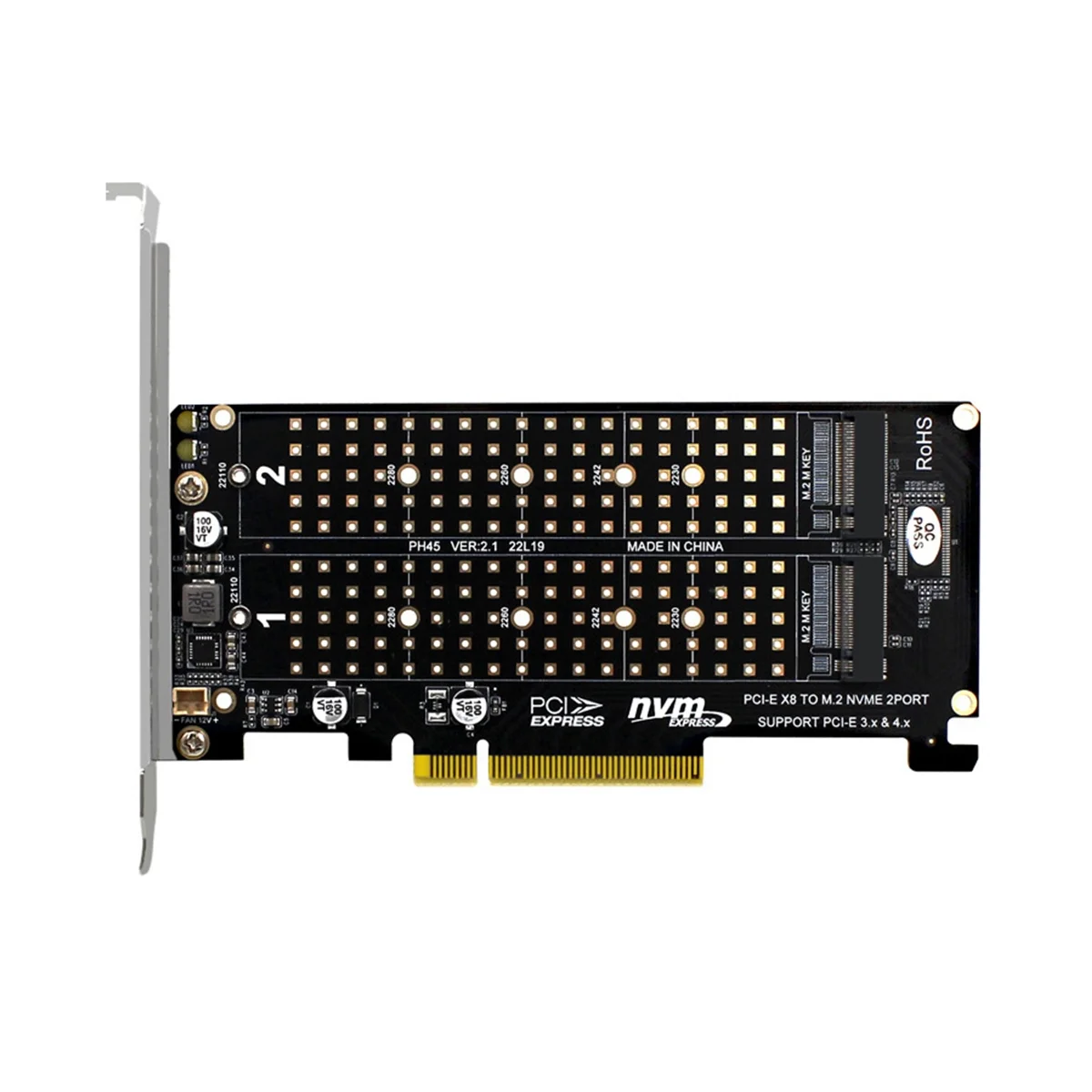 Pci-E X8 Scheda Raid A Doppio Disco Nvme M.2 M Adattatore Di Espansione Ssd Chiave Estesa Dual Nvme Raid Pci-E X8 Split Card