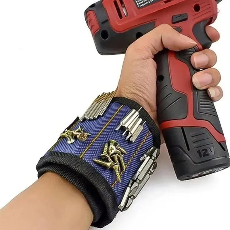 나사, 못, 드릴 비트를 고정하는 자석 손목밴드, 강력한 자석이 있는 손목 공구 홀더 벨트, 5줄 10개의 자석