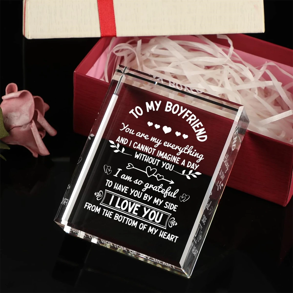 Gifts for Boyfriend on Year Anniversary, Crystal Plaque Desk