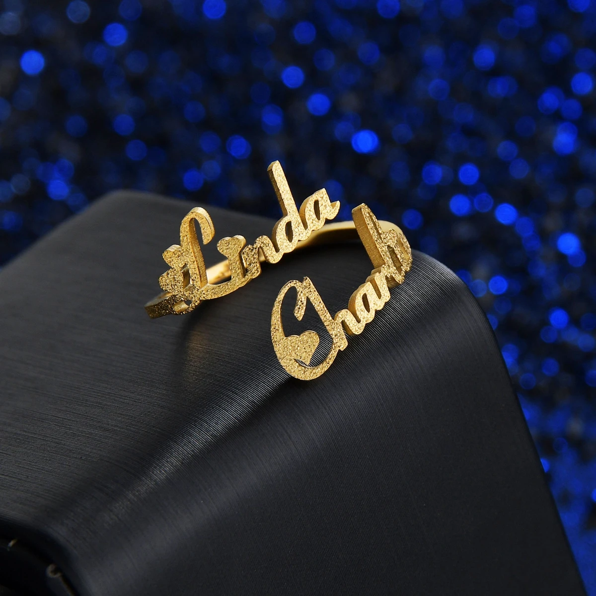 Acheerup New Trendy Customized Name Stainless Steel Rings for Couple Adjustable Heart Crown Ring Personalized Women Jewelry Gift
