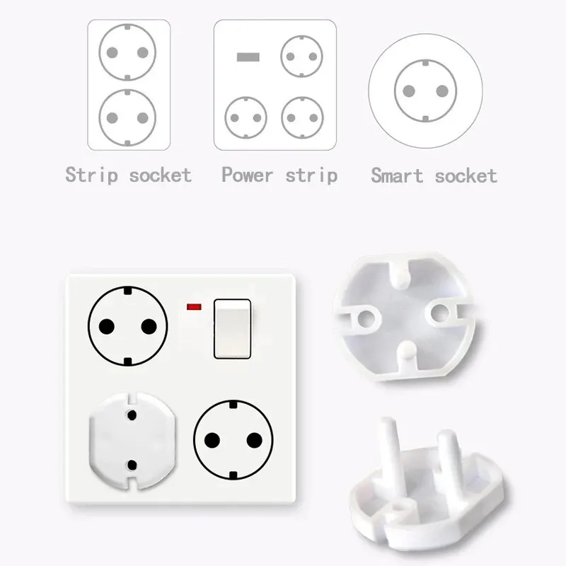 5 Pcs US And EU Standard Prevent Children's Electric Shock Power Socket Protection Cover 2-Hole Socket Safety Protective Cover socket covers