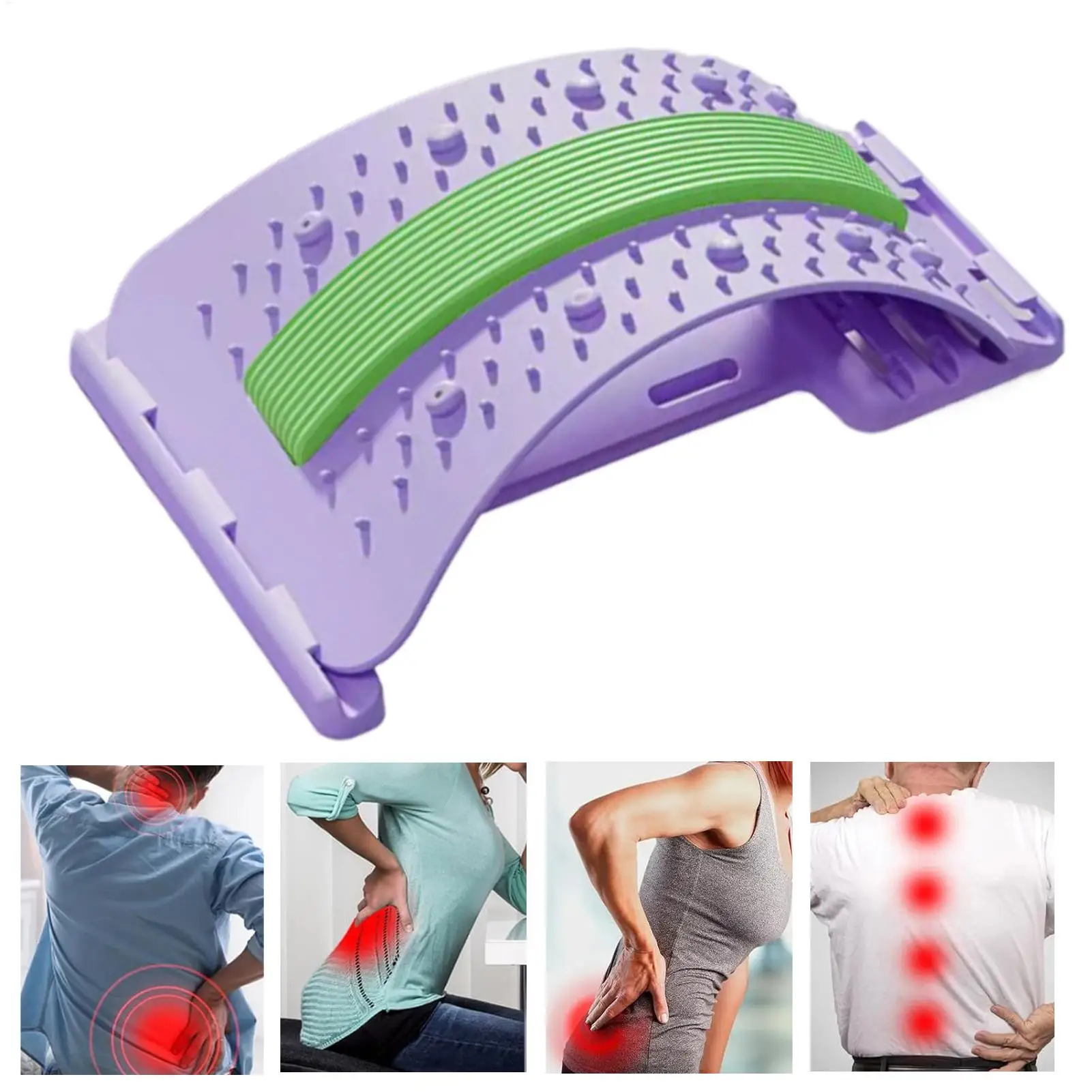 Back Stretcher 3-level Adjustable Lower Back Massager Adjustable Non-slip Lumbar Massager for Body Recovery Muscle Release Yoga