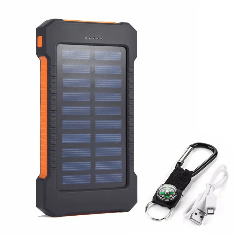 휴대용 외장 배터리 보조배터리 LED SOS 손전등, 고속 충전 태양열 보조베터리, 스마트 휴대폰용, H 20000mAh