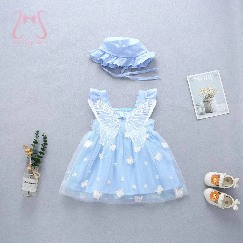 2pcs Sweet Baby Girl Party Dress Sleeveless Wings Baby Girl Kids