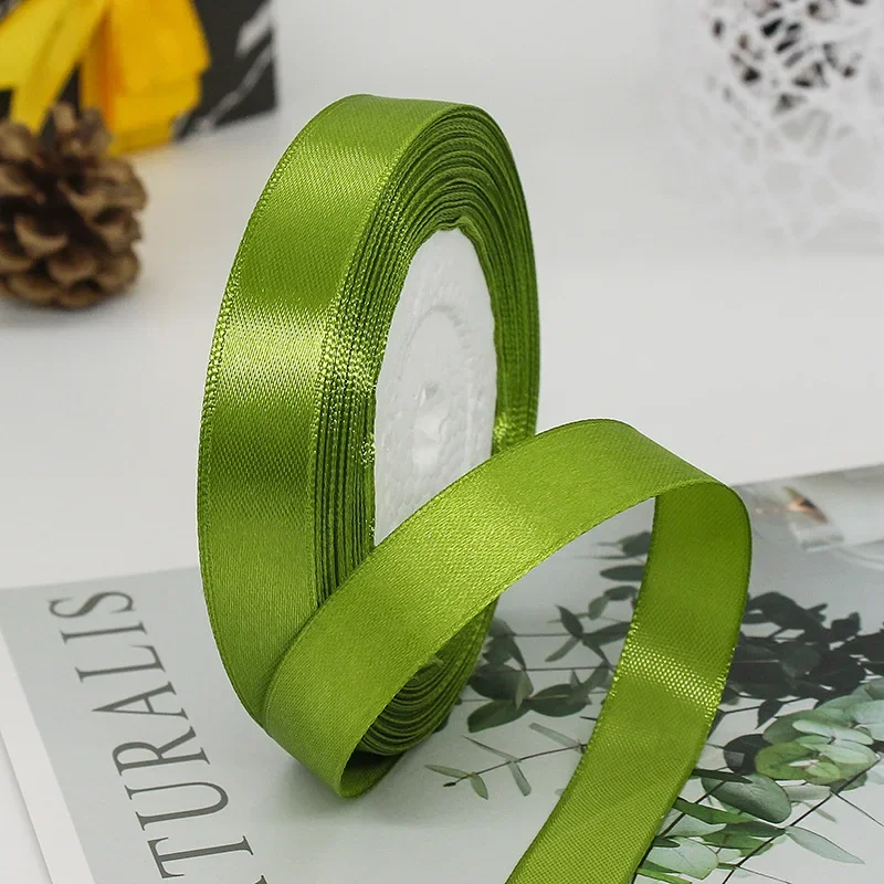 Solid Color Satin Ribbons - Handmade DIY Accessories for Weddings and Gift Wrapping (25 Yards)