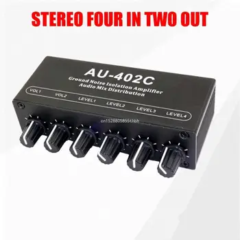 Aluminum Alloy Stereo Sound Mixer for Multiple Computers with 3.5mm Interfaces and Ground Noise Elimination 20Hz 20kHz 2