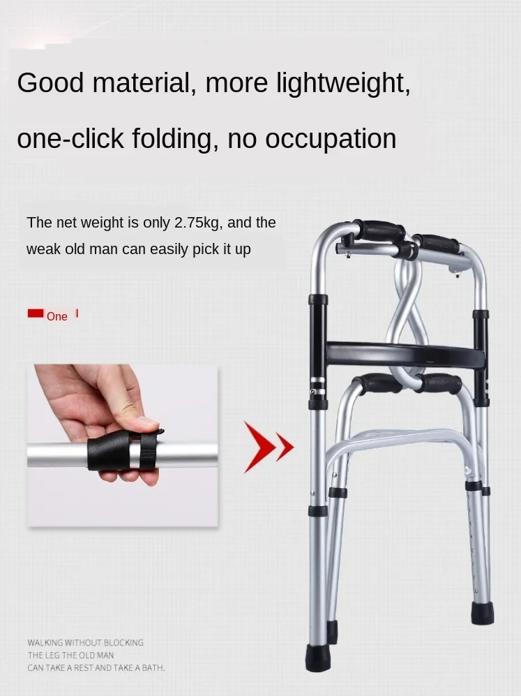 Multi-Function Walkers for Elderly - Dual-Use Rehabilitation Travel Walking Stick Can Sit  Thick Durable Trolley with Wheels images - 6
