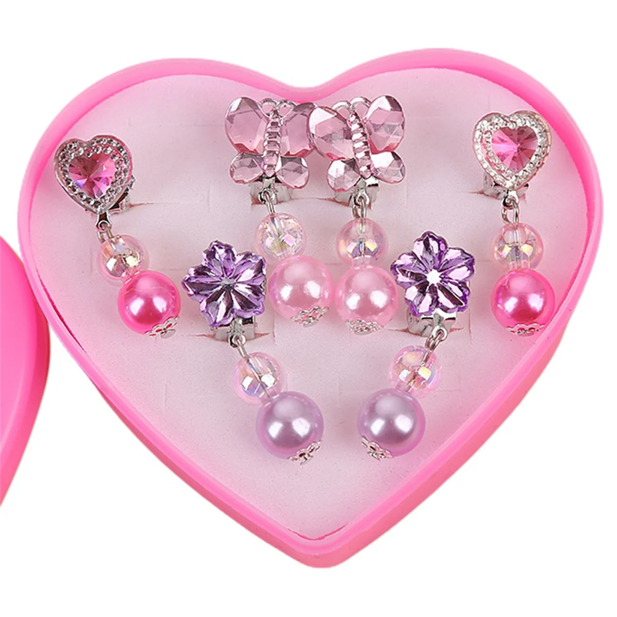 Korean Style Kids Ear Clip 7 Pairs Lovely Cartoon Animal Ear Clip No Piercing Earring Ring for Girls Children Gift Jewelry