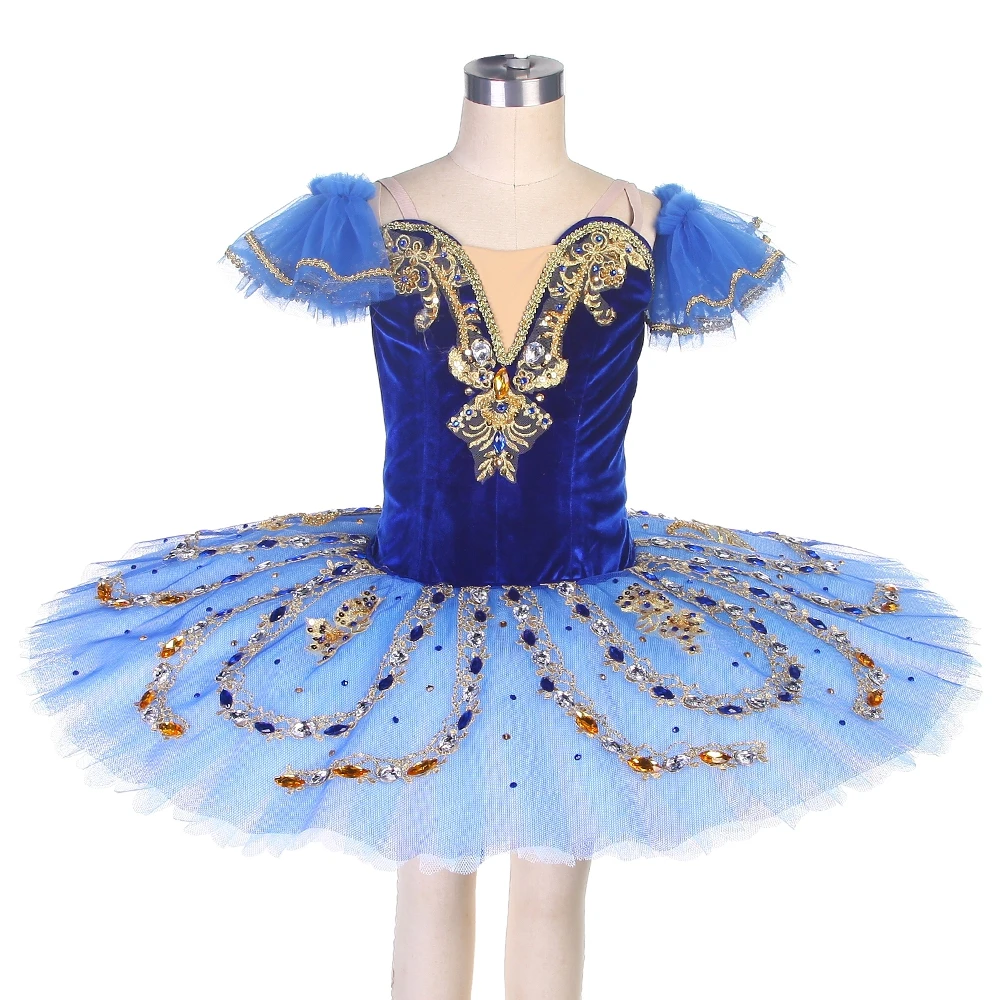 

Royal Blue Velvet Bodice with Stiff Tulle Professional Customize Ballet Pancake Tutu Girl & Woman Dance Ballet Costumes B22125