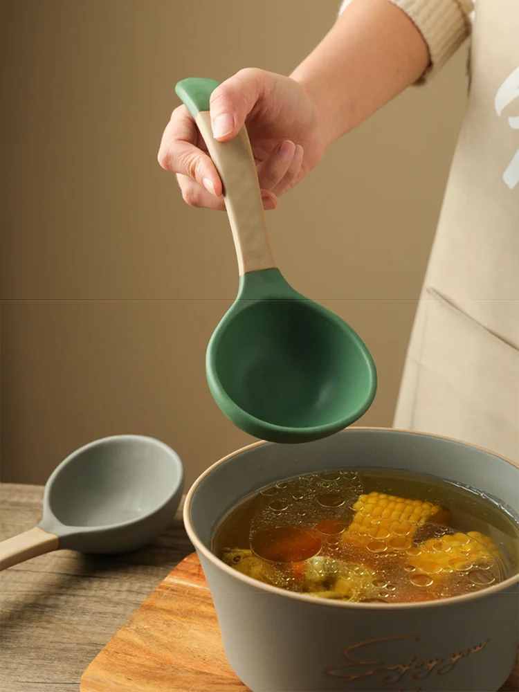 Ceramic Soup Spoon Japan Retro Style Home High Quality Porcelain Green Grey Purple Pink Spoons 2 Sizes 4 Colors Tableware