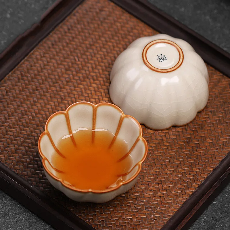 1PCS ceramic sky blue Ru kiln master cup new Chinese style tea tasting single silver hand-painted ceramic tea set