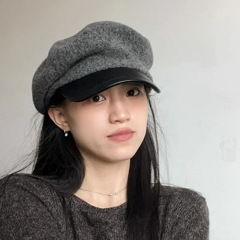 Casual Women Men Hat Spring Autumn Sailor Hats Black Ladies Beret Caps Flat Top Captain Cap Travel Cadet Octagonal Hat