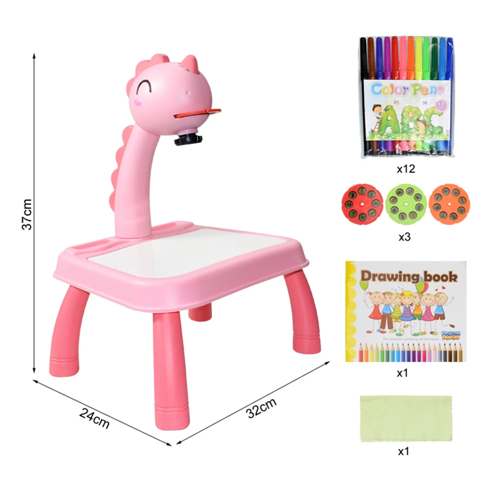 Kids Projector Drawing Table Painting Board Desk Multifunctional Writing  Arts Crafts Educational Projection Machine Drawing Toy