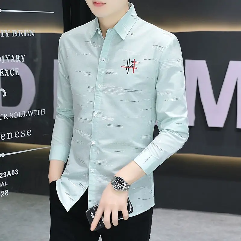 thumbnail image 1 of Ropa formal de negocios de manga larga para oficina, camisa y blusa para hombre, vestido de verano con botones, moda 2024, blusa informal de diseñador para hombre, 1 of 5