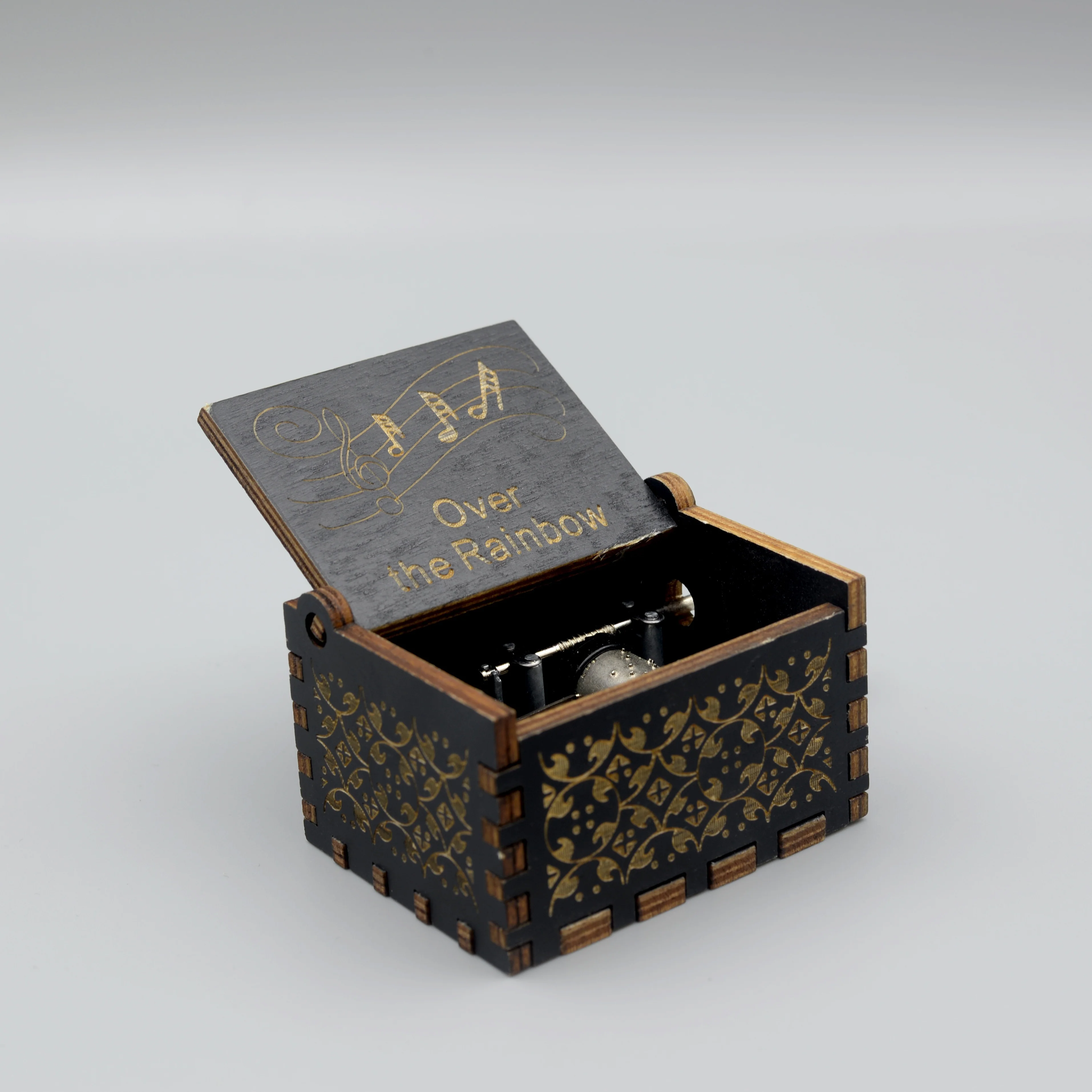1pc Wooden Music Box, Hand Cranked Classic " OVER THE RAINBOW" Music Box, Vintage Carved Wooden Music Box, For Home Room Living 3