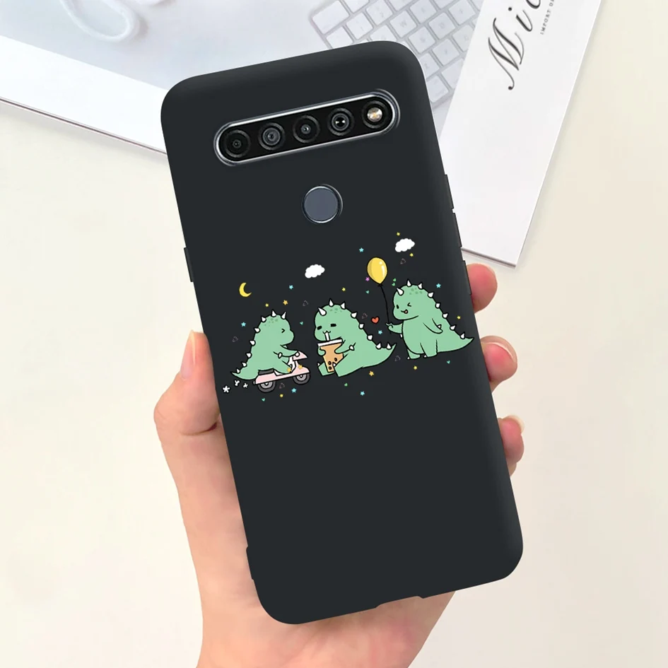 Cute Cat & Dinosaur Soft Black Silicone Shockproof Bumper Phone Case