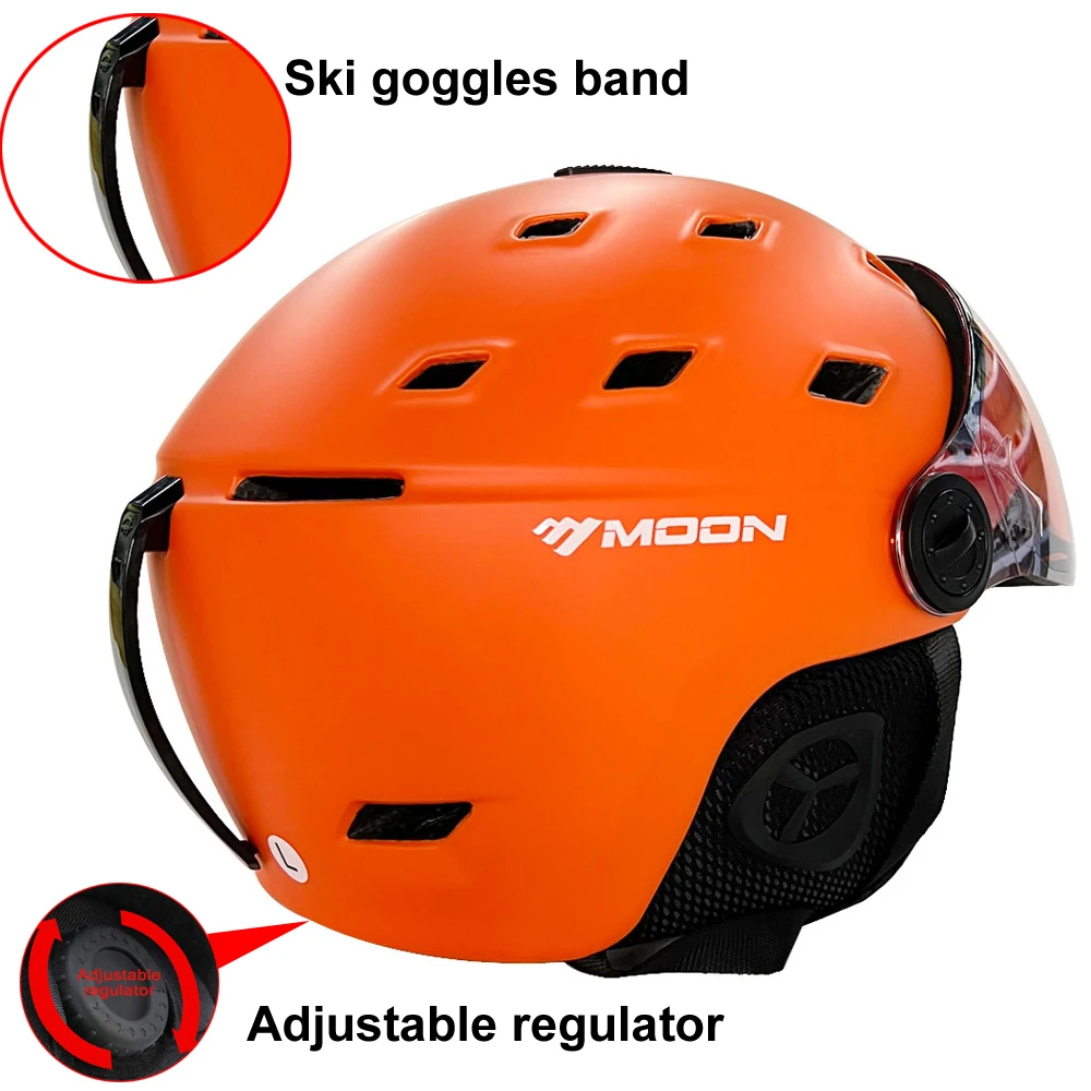 MOON Goggles Skiing Helmet Integrally-Molded PC+EPS High-Quality Ski Helmet Outdoor Adult Sport Ski Snowboard Skateboard Helmets 3