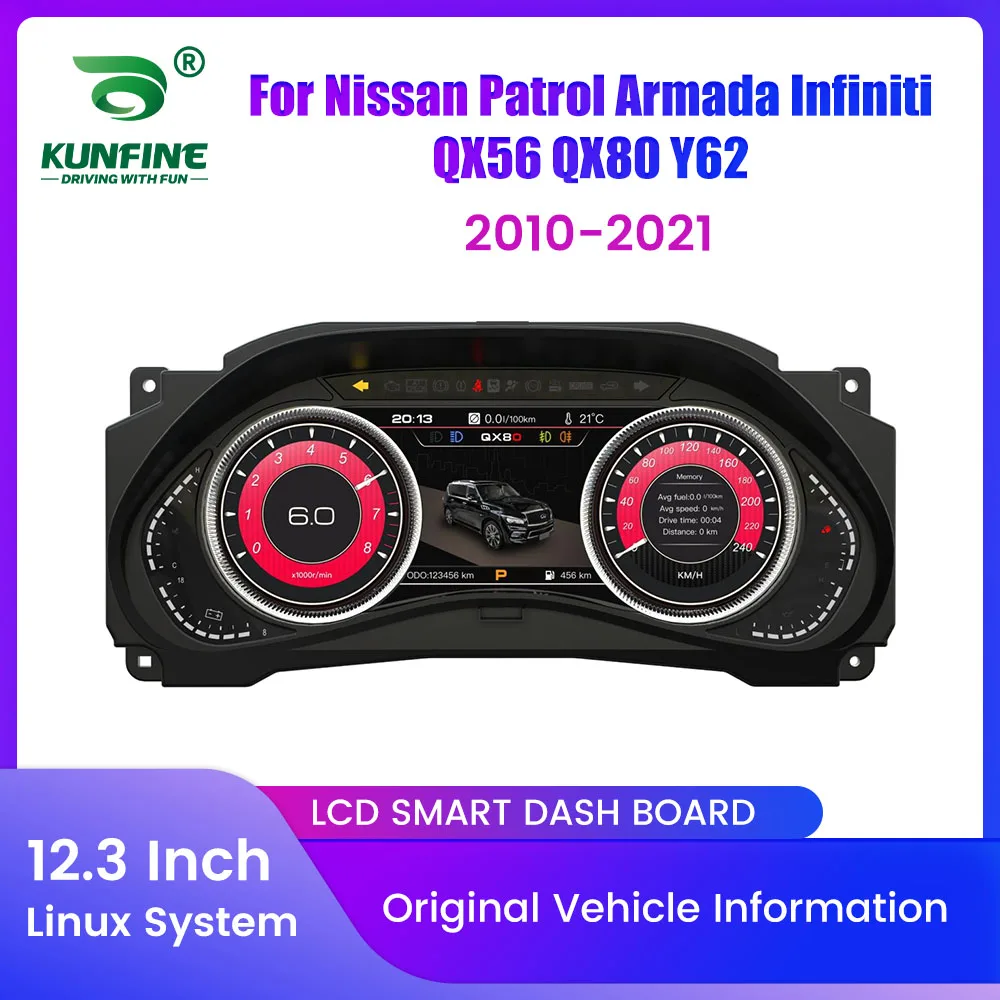Para Nissan Patrol Infiniti QX56 Y62 2010-2021 LCD tablero Digital panel de instrumentos Virtual velocímetro cabina Virtual 1