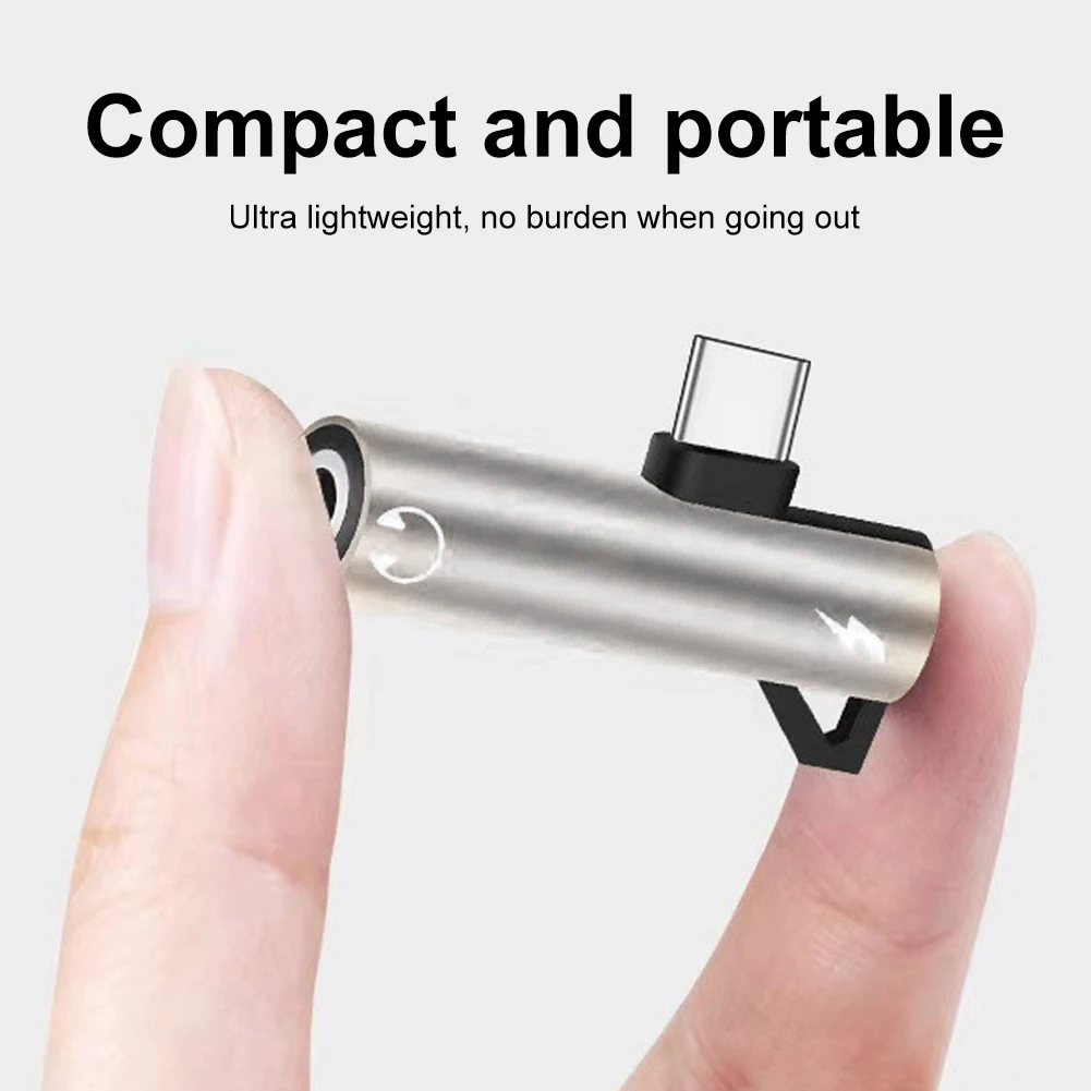 2 in 1 고속 충전 오디오 컨버터 휴대폰, USB C에서 3.5mm 플러그 플레이 헤드폰 잭 어댑터, 여성 가정 사무실 알루미늄 합금