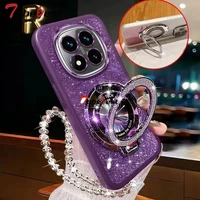 Glitter Crystal Bracelet Magsafe Phone Holder Case For Xiaomi Redmi Note 14 Pro Plus 4G 5G Gradient Soft Back Cover 1