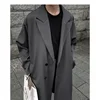 Autumn New Coats Loose Mid Length Over Knee Thin Windbreaker Handsome Shoulder Padded Suit Jacket for Men Trench Coat 6