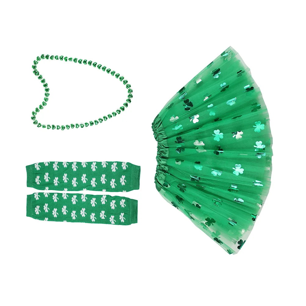 

Женский костюм с юбкой и бусинами St paфокусов, комплект из ожерелья и юбки с зеленой сеткой