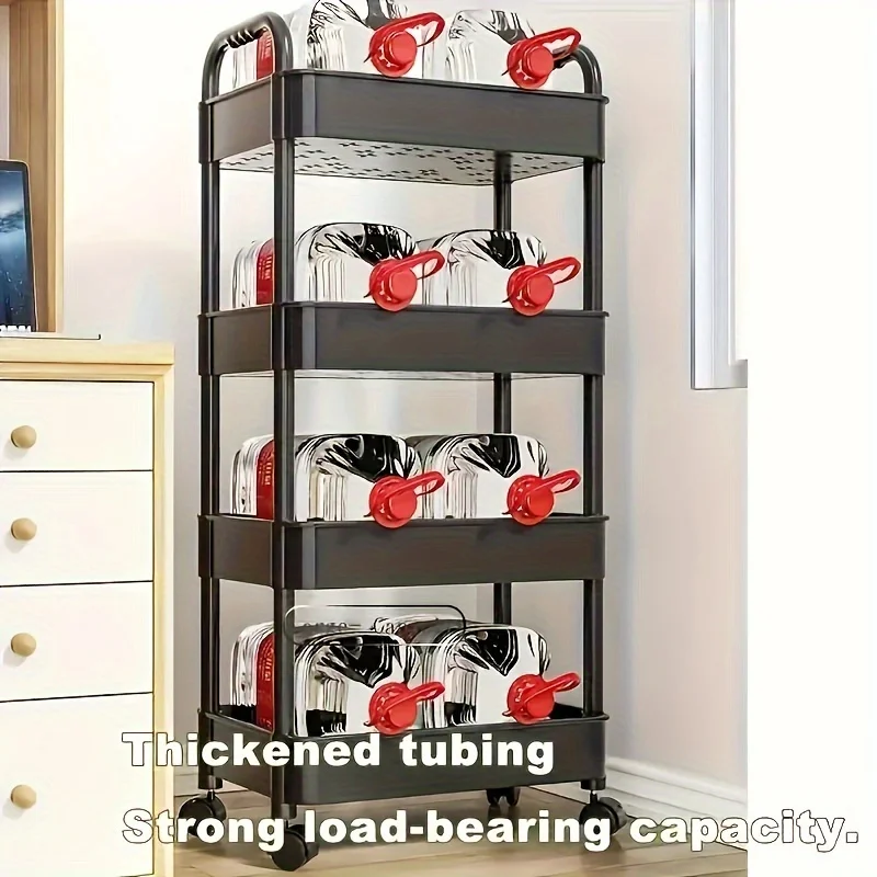 1pc Small Stroller Rack, Kitchen Floor Storage Rack, Living Room Bedroom Bedside Multi-layer Storage Rack With Wheels, Snack Car