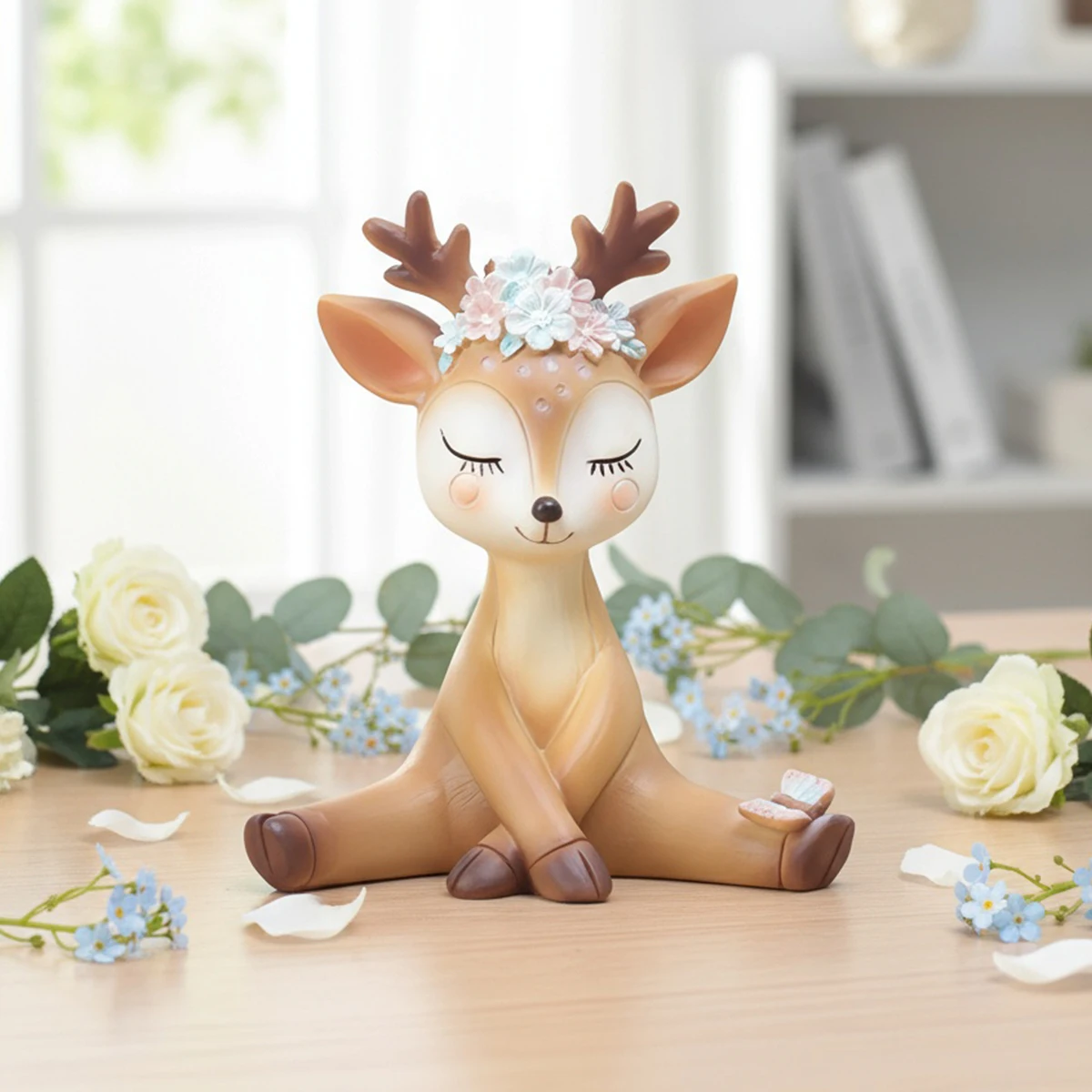 1PC, creative cartoon little sika deer decorative gift resin home desktop decorative item