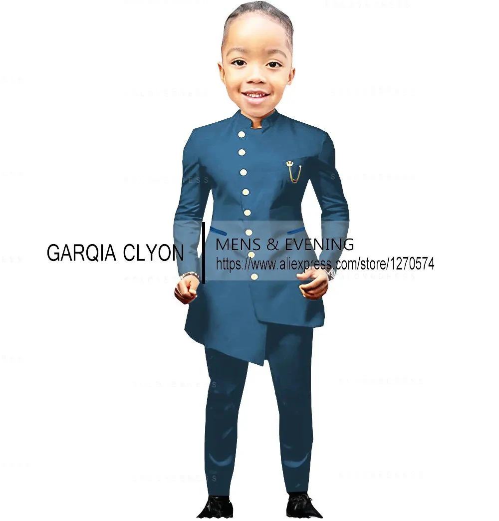 Fashion Suit for Boys Wedding Tuxedo Indian Style Jacket Pants 2 Pieces Slim Fit Kids Fashion Party Dress Child Clothes boys suits