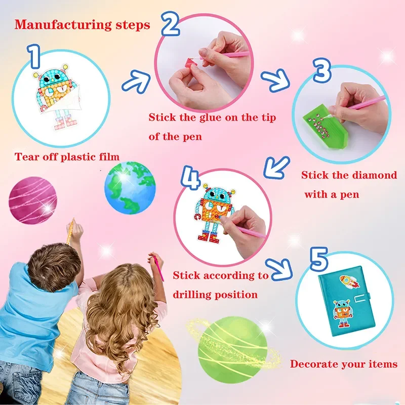 Moowi 23 Adesivi Diamond Painting 5D Per Bambini | Kit Completo Con Strass E Penna | Lavoretti Creativi Fai Da Te