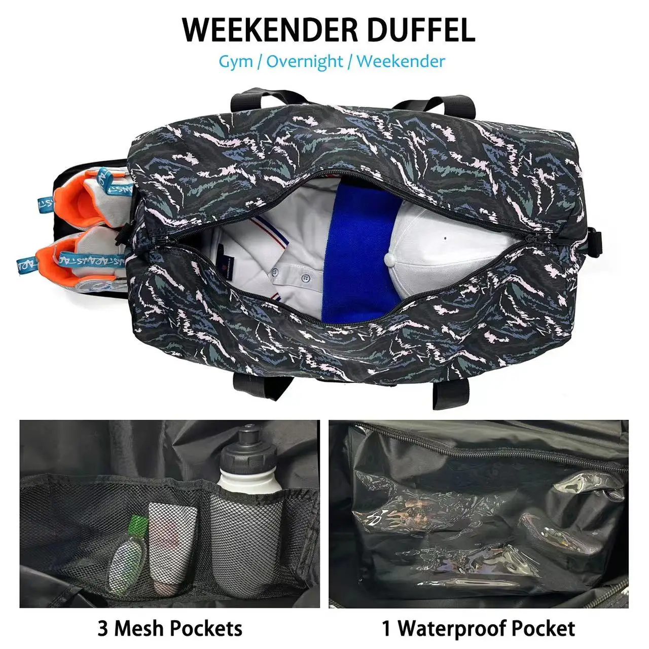 Portable Foldable Handbag for Short Trip, Multiple Colors, Convenient Travel Storage Bag, Large Capacity, 53.3*28*30.5cm