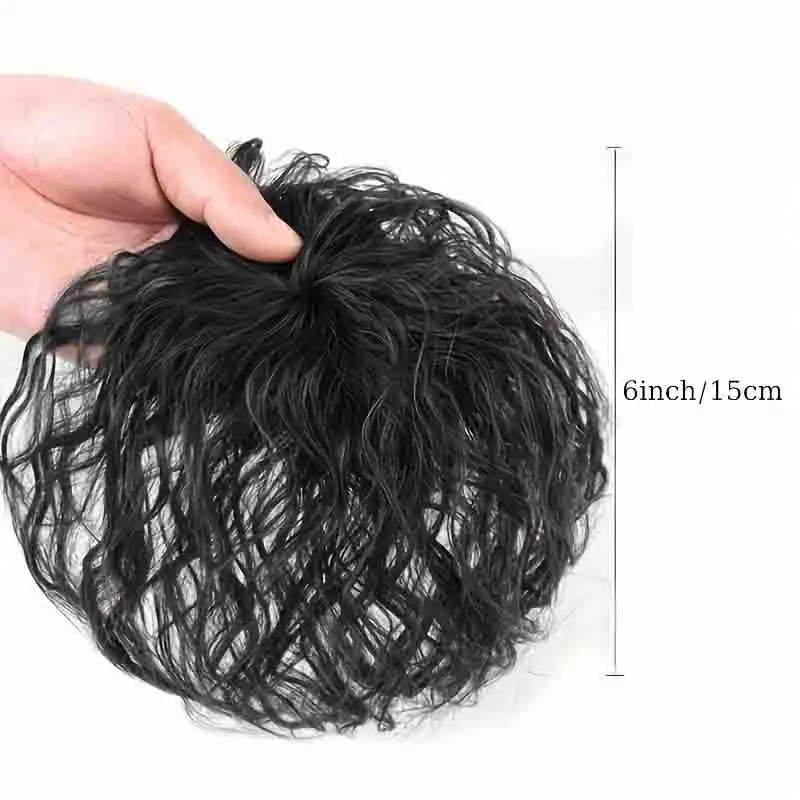 Synthetic Hair Pieces Clip In Hair Pieces 2 Clip Curly With Bangs Fake Hairpiece For Women