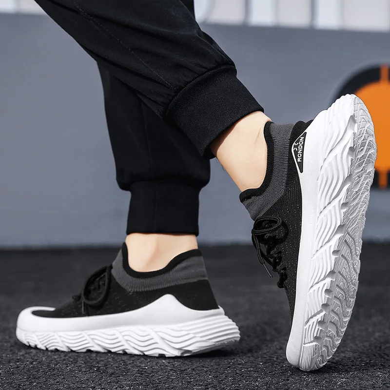 Men's Shoe Fly Woven Lightweight Comfortable Men's Safety Shoes Casual Breathable Sneakers Fashionable Lace Up Running Shoes 6