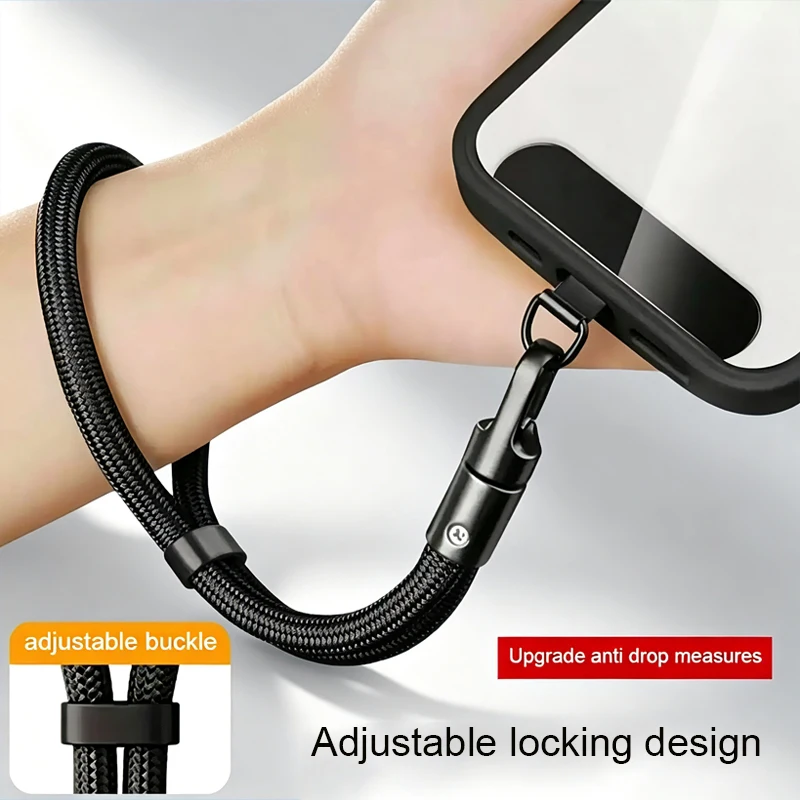 Universal Adjustable Mobile Phone Lanyard with Self-Locking Anti-Drop Design - Durable Polyester Wrist Strap