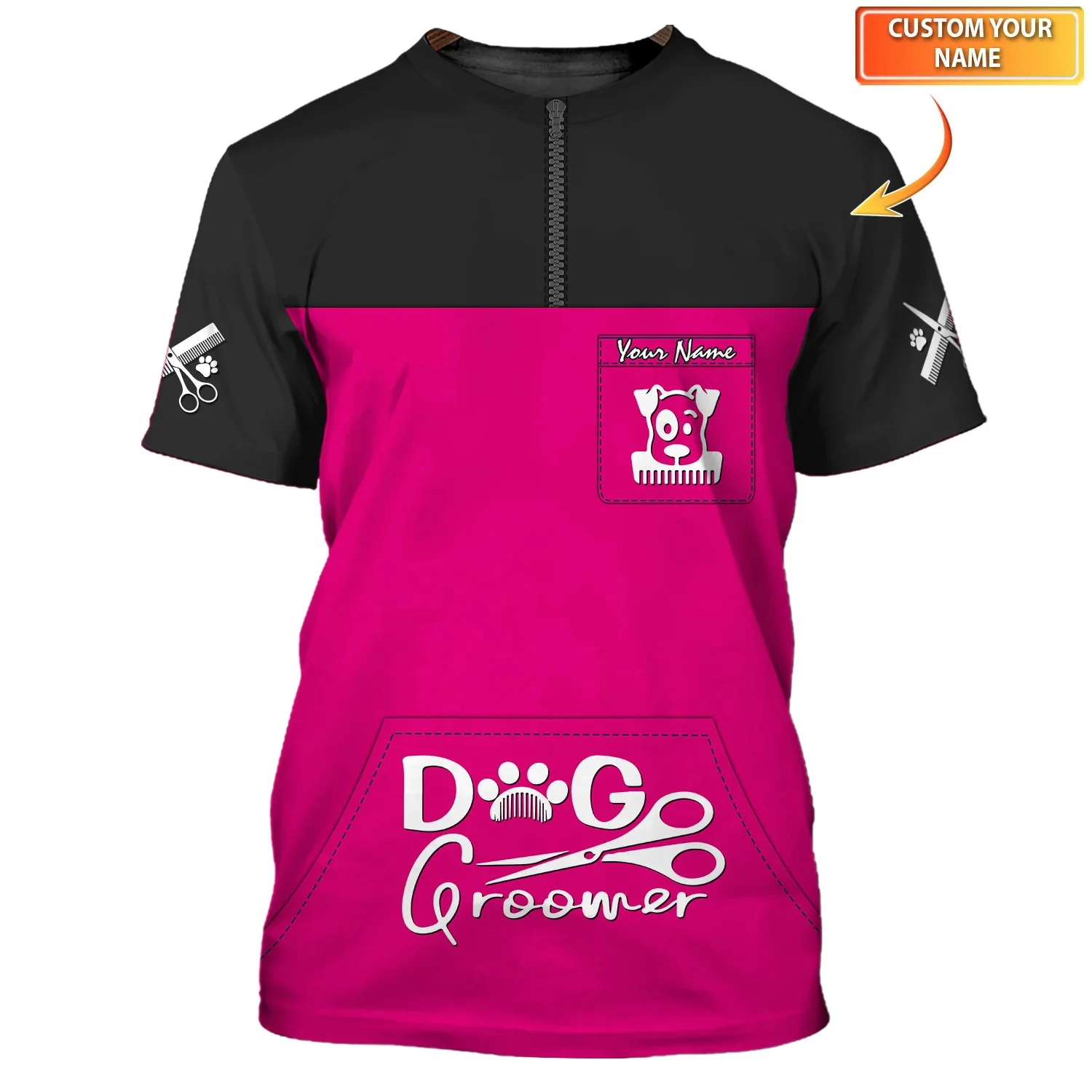 PLstar Cosmos Neueste Pet Groomer Sommer männer T-shirt Personalisierte Hund Groomer Name 3D Gedruckt t-shirt Unisex Casual Tops DW170 – Detail 8