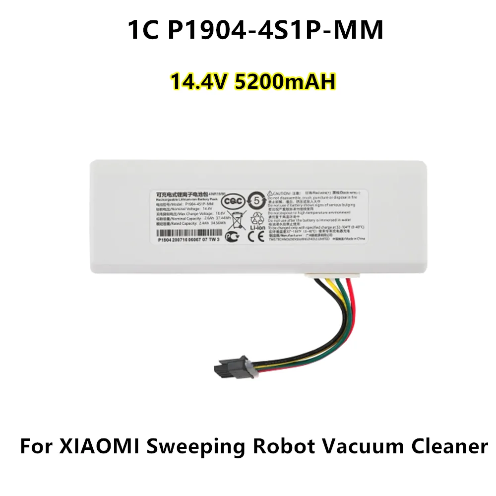

14.4V 5.2AH For Original Xiaomi MiJia Replace Sweeping Mopping Robot Battery P1904-4S1P-MM Vacuum Cleaner