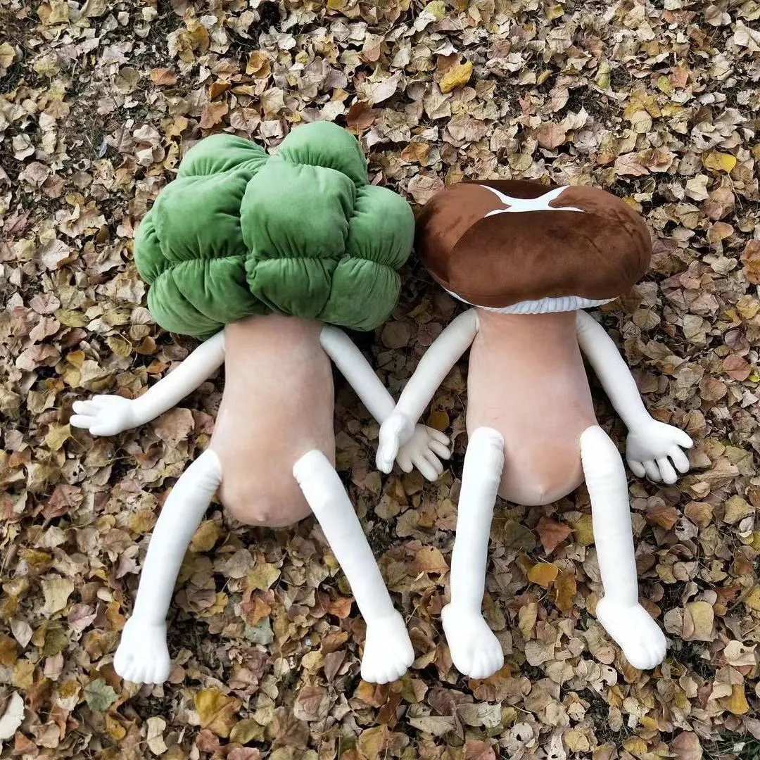 

Kawaii Japanese Style Mushroom Man Hug Pillow Back Cushion Broccoli Man Have Hands and Feet Plush Toy Home Decor Gifts Child