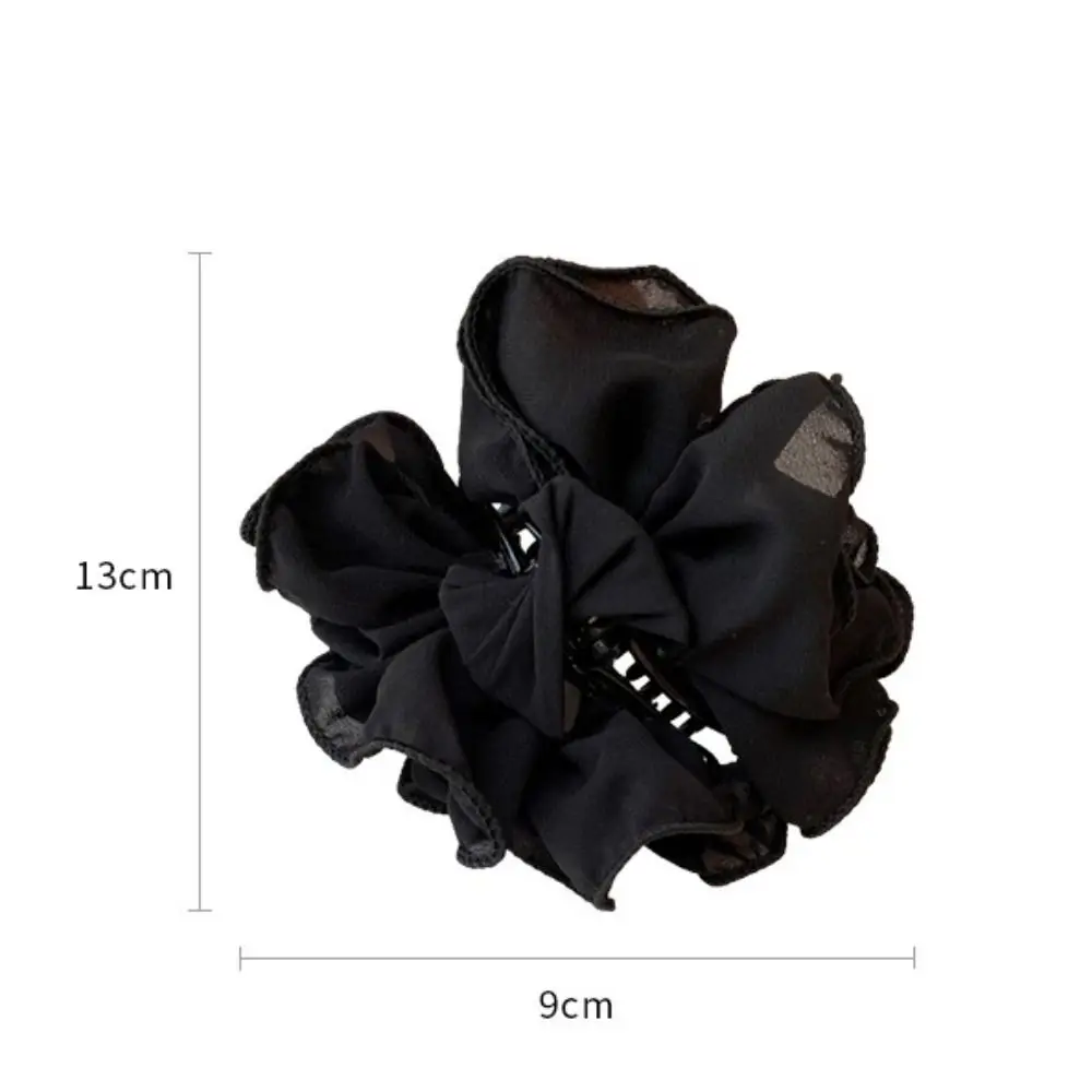 New Chiffon Claw Clip Hair Bow Black Fabric Ribbon Flower Rose Claw   Large Size  Clamps Clips Accessories for Women